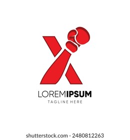 Letter X Boxing Glove Punch Logo Design Vector Icon Graphic Emblem Symbol Illustration