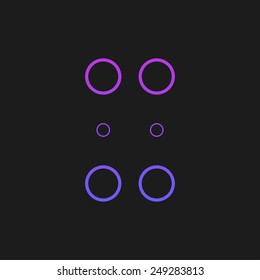 Letter X in Braille on black background