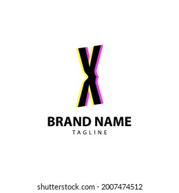 letra X brillante brillo para la marca creativa, divertido, juguetón e innovador diseño de logotipo vectorial