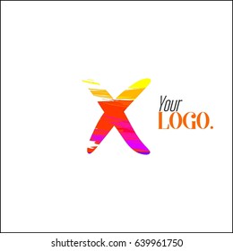 Letter X brush colorful, rainbow alphabet branding concept. Font style, vector design template elements for your application or company.