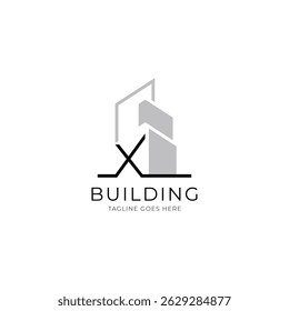 Letter X building logo for architecture, construction and real estate company. Property logo template for your brand.