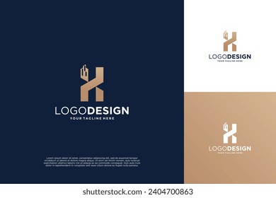 Letter X building logo design. Symbol for real estate, building, residence.