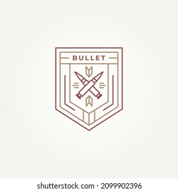 letter x bullet ammunition simple line art badge emblem logo template vector illustration design