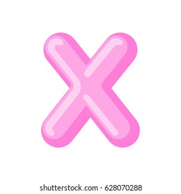 Letter X candy font. Caramel alphabet. lollipop lettering. Sweet ABC sign
