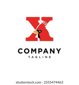 Letter X Cardinal Logo Icon Vector
