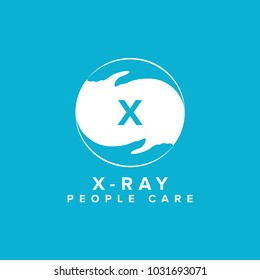 Letter X care icon.Hand help care logo template