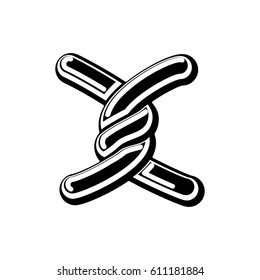 Letter X Celtic font. norse medieval ornament ABC. Traditional ancient manuscripts alphabet
