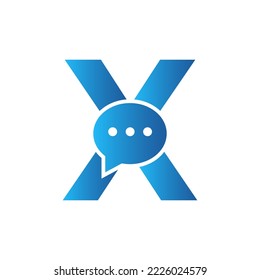 Letter X Chat Communicate Logo Design Concept With Bubble Chat Symbol