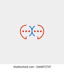 Vector de plantilla de diseño de logotipo de chat X carta
