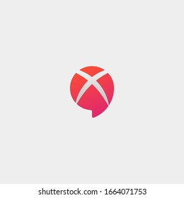 Vector de plantilla de diseño de logotipo de chat X carta