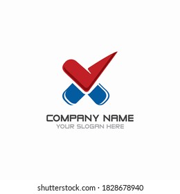 Letter X Check logo design concept vector, Initial Checklist logo icon