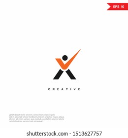 letter X check logo and icon. vector design template.
