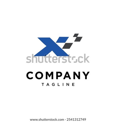 Letter X Checker Board Flag logo icon vector