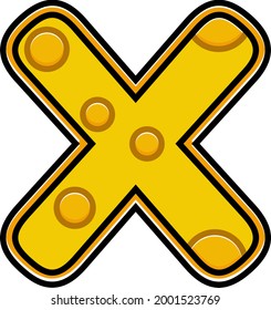 vector de dibujos animados de quesos de letra X