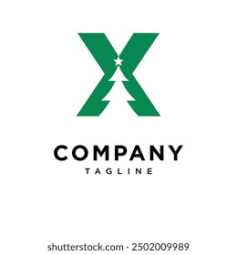 Letter X Christmas Tree logo icon vector