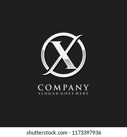 Letter X chrome initial logo template