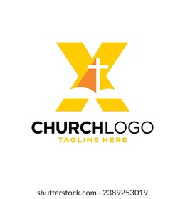 Letter X Church Logo Design Template Inspiration, Vector Illustration.