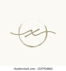 Letter X With Circle Brush Logo. Creative fashion logo design. handwritten logo for identity - Vector