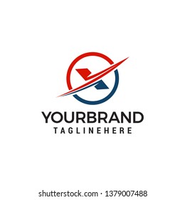 Letter X circle logo design concept template vector