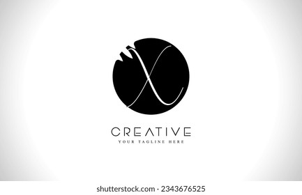 Letter X circle shape logo design with creative cut