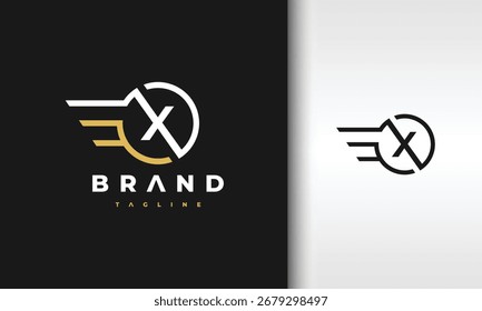 Letra X logo del ala del círculo