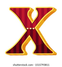 Letter X in circus style. Vector illustration on a white background.