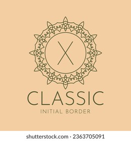 letter X classic circular border vector logo design