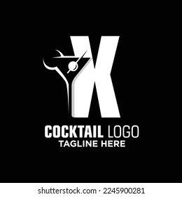 Letter X Cocktail Logo Design Template Inspiration, Vector Illustration.