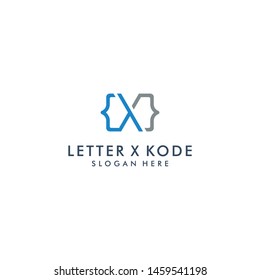 letter x code logo template icon design - vector
