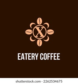 Letter X with Coffee Bean Icon for Cafe, Coffee Shop, Bean Company Logo Idea Template