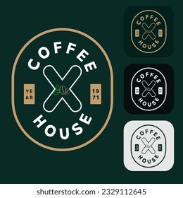 Letter X Coffee Bean With Leaf In Classic Style.