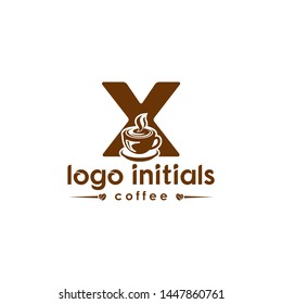 Letter X Coffee Logo Cafe / Coffee Shop. Letter X with Coffee Icon and Symbol.