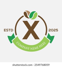 Letter X Coffee Logo Design, Coffee Shop Logo. Coffee Beans Symbol