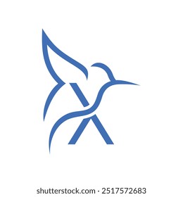 Letra X Colibri Diseño de logotipos Icono de Vector Ilustración de símbolos de emblema gráfico