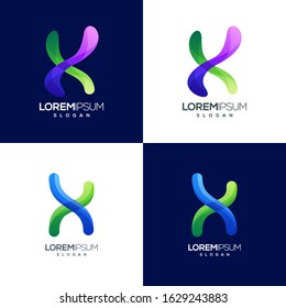 letter X colorful gradient logo design
