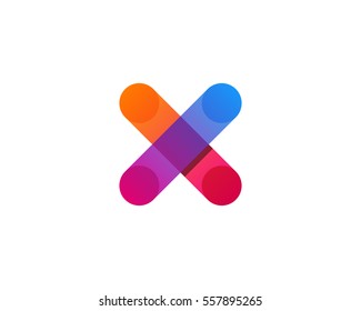 Letter X Colorful Gradient Overlay Logo Design Element