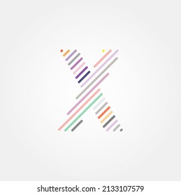 Letter X Colorful logotype design with Line Shape. Abstract letter X technology logo vector template.