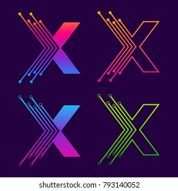 Letter X Colorful logotype design with Dot Linked Shape and line Circle symbol, Technology and Digital Connection concept for your Corporate identity