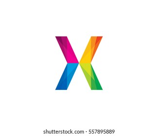 Letter X Colorful Low Poly Logo Design Element