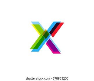 Letter X Colorful Overlay Irregular Break Shape Vector Logo Design Element