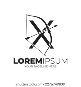 Letter X Combine Arrow And Bow Logo Designs Vector Illustration Black Color