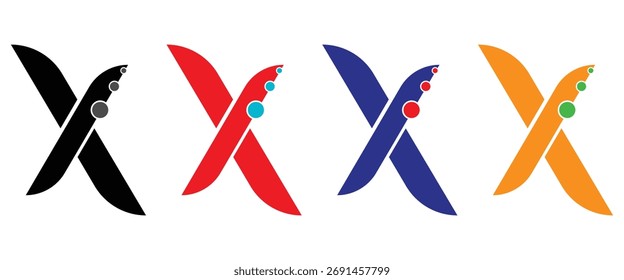 Letter X with Communication Dots Abstract Logo Set