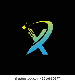 letra X Ilustración vectorial de diseño de logotipo de tecnología de concepto, X diseño de logotipo de tecnología