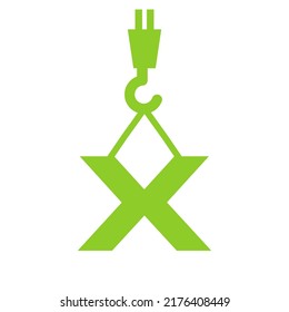 Plantilla de logotipo de construcción de letras X. Símbolo del concepto de grúa del logotipo de construcción