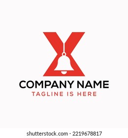 Letter X Cowbell Logo Concept With Hanging Bell Symbol Vector Template