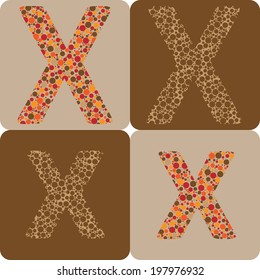 Letter X created with circles sponge effect