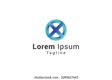 Letter X creative 3d circular blue colour logo