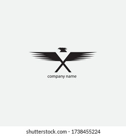 letra X ilustración creativa del diseño vectorial de alas de pájaro.