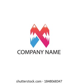 letra x imagen creativa del logotipo de montaña para la plantilla del vector de diseño de color de la empresa