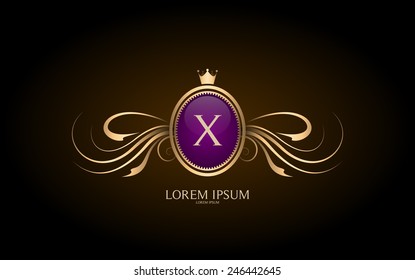 Letter X crest logo. Alphabet logotype vector design.